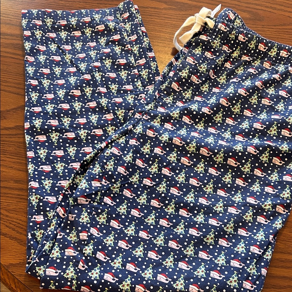 Vineyard Vines Navy Pajama Pants with Holiday Print